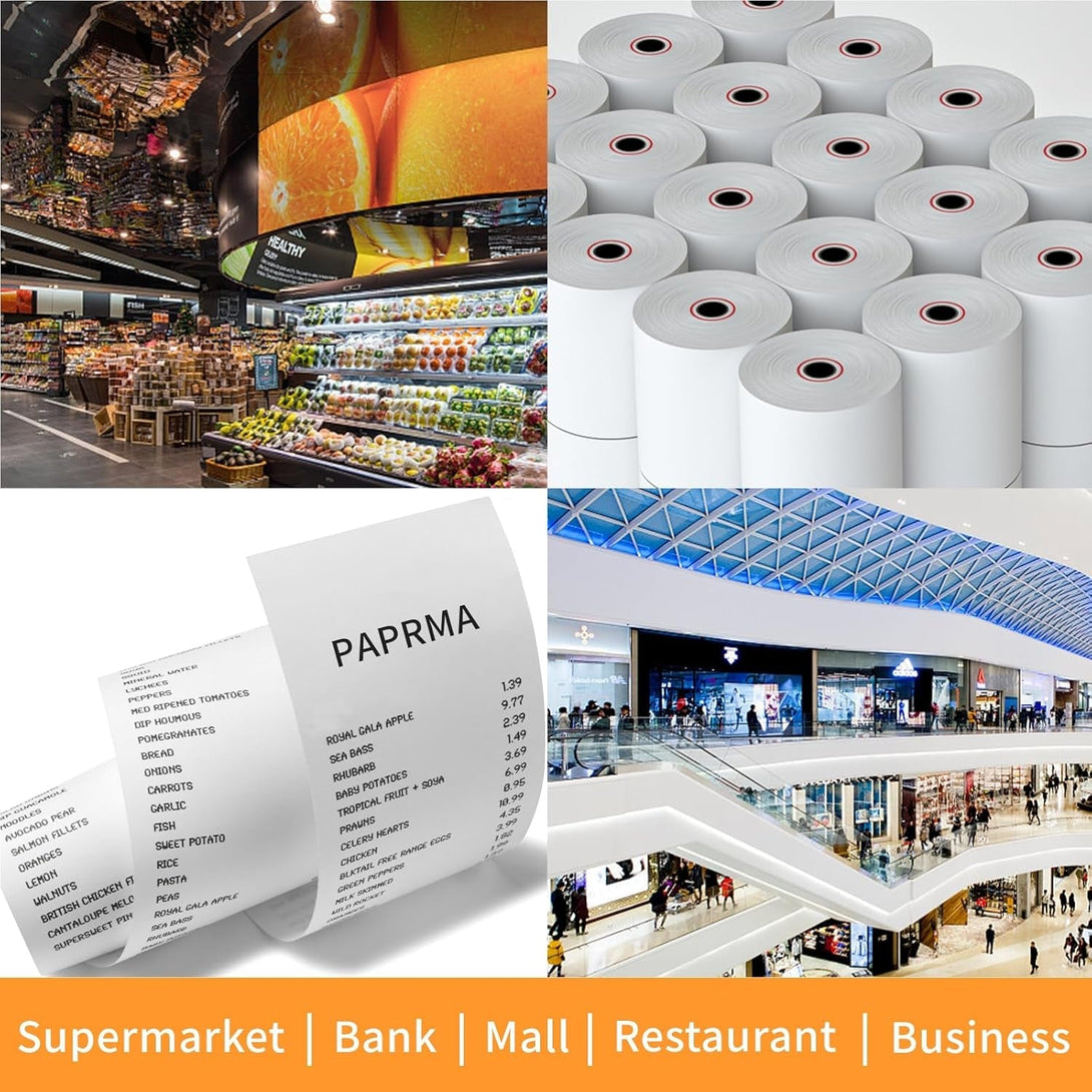 2 1/4'' X 50' Thermal Receipt Paper 50 Rolls, 2.25X50Ft Receipt Roll Cash Register Paper - for Credit Card Machine POS Terminal Clover Mini Verifone