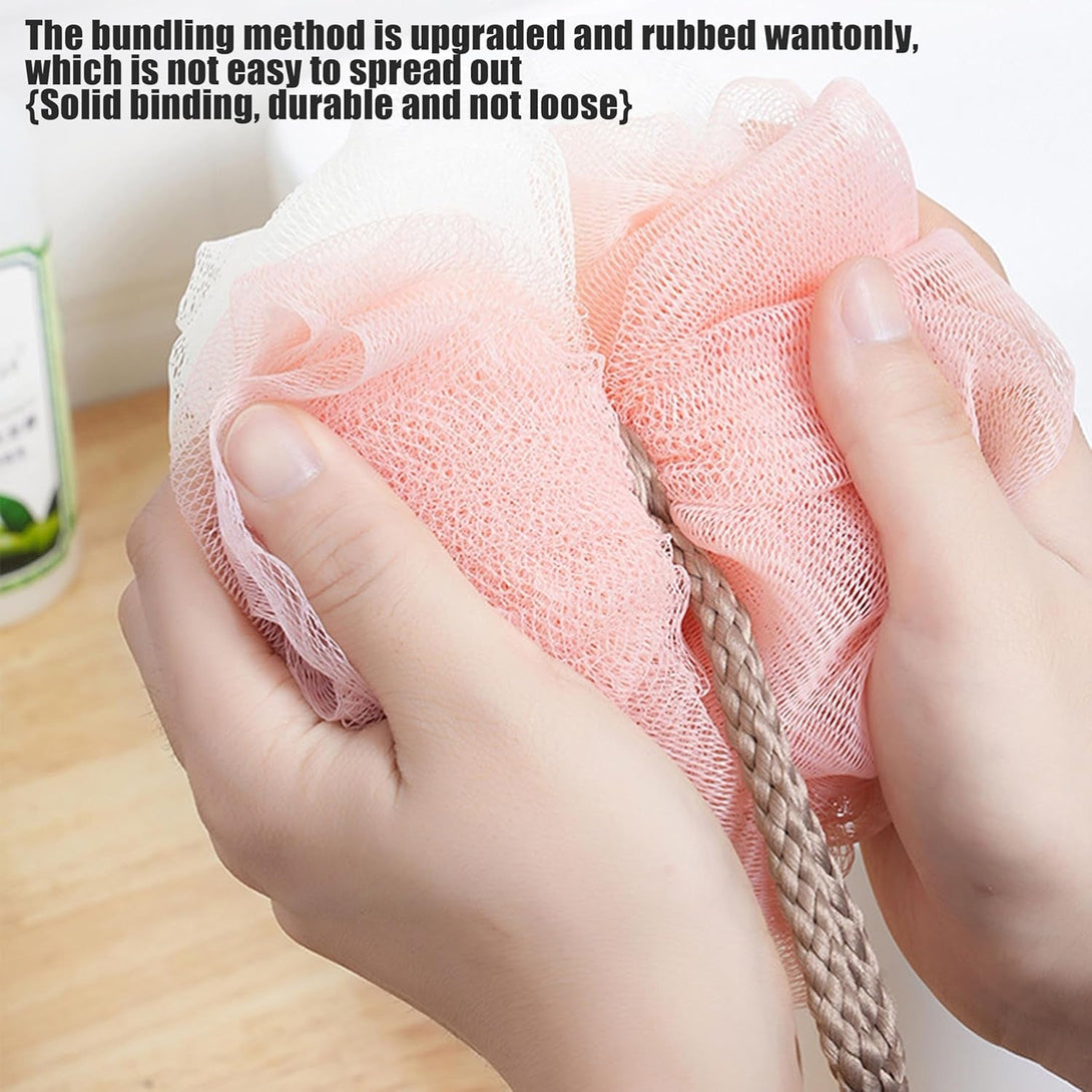 3 Pcs/50G Bath Shower Loofah,Loofah Sponge,Loofah Cloth,Shower Loofahs for Women, Men, Teenager(Pink Grey Lotus)