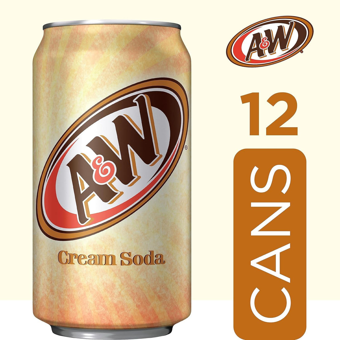 A&W Cream Soda, 12 Fl Oz Cans, 12 Pack