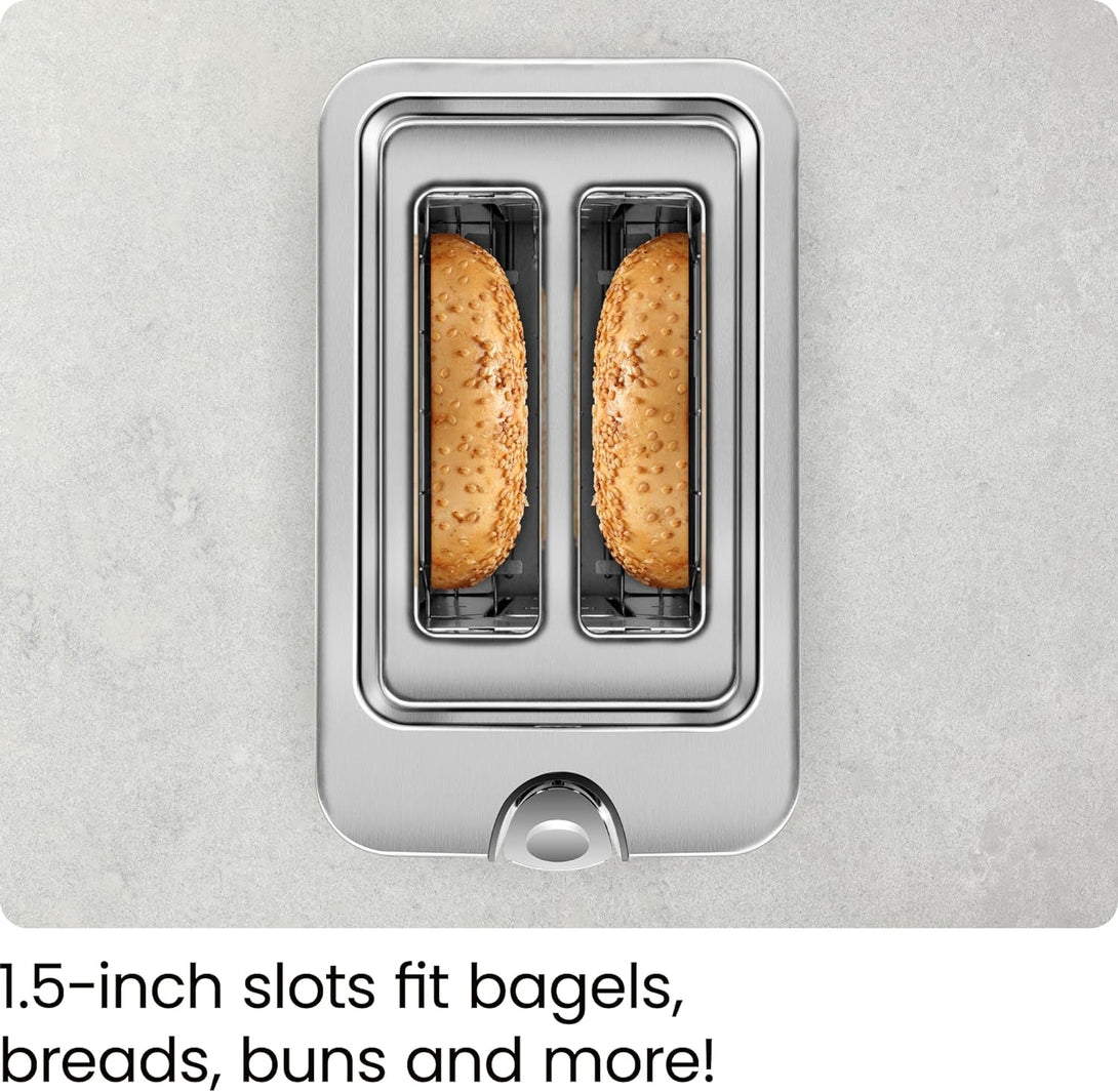 Chefman 2-Slice Pop-Up Stainless Steel Toaster W/ 7 Shade Settings, Extra Wide Slots for Toasting Bagels, Defrost/Reheat/Cancel Functions, Removable Crumb Tray, 850W, 120V, Silver