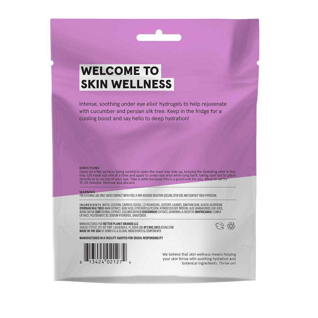 Acure Radically Rejuvenating under Eye Hydrogel Mask, Provides Anti-Aging Support, & Silk Tree, Purple, Cucumber, 0.236 Fl Oz (Pack of 1)