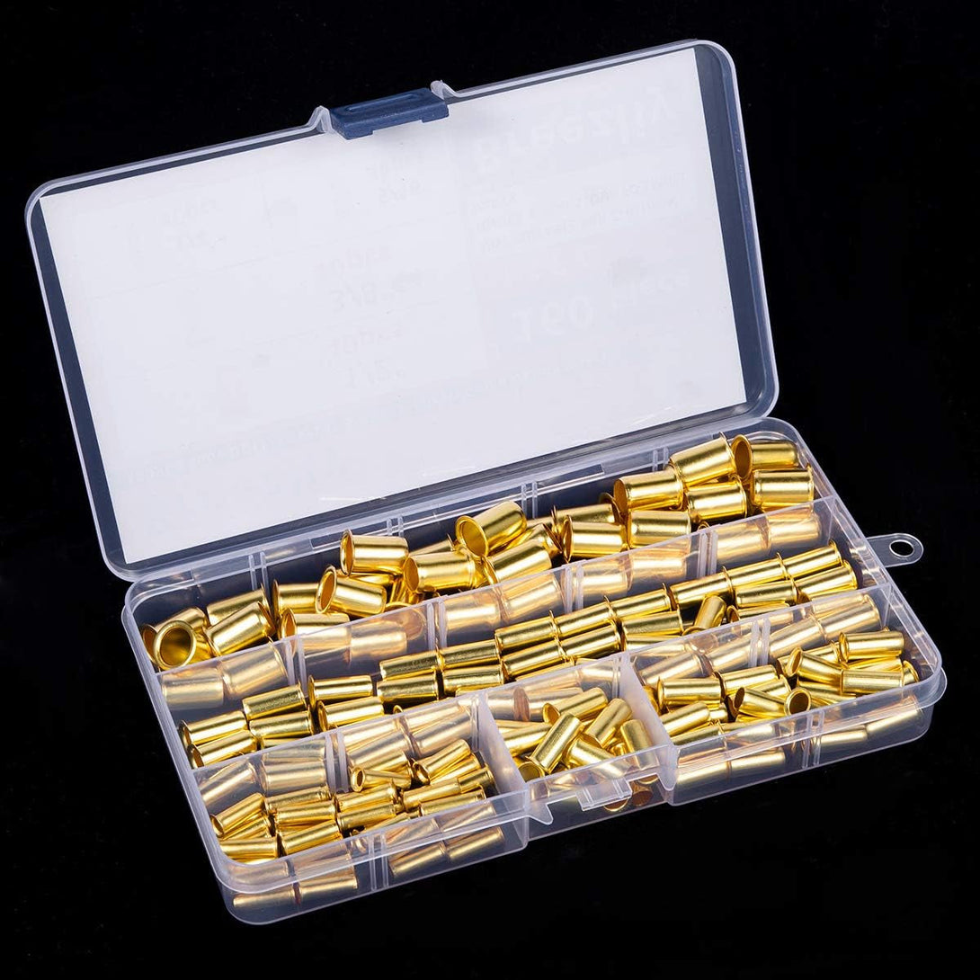 160Pcs Tube OD(1/4" 5/16'' 3/8" 1/2") Brass Compression Insert,Brass Compression Fitting Assortment Kit, Insert Tube Support Compression Sleeve Fitting