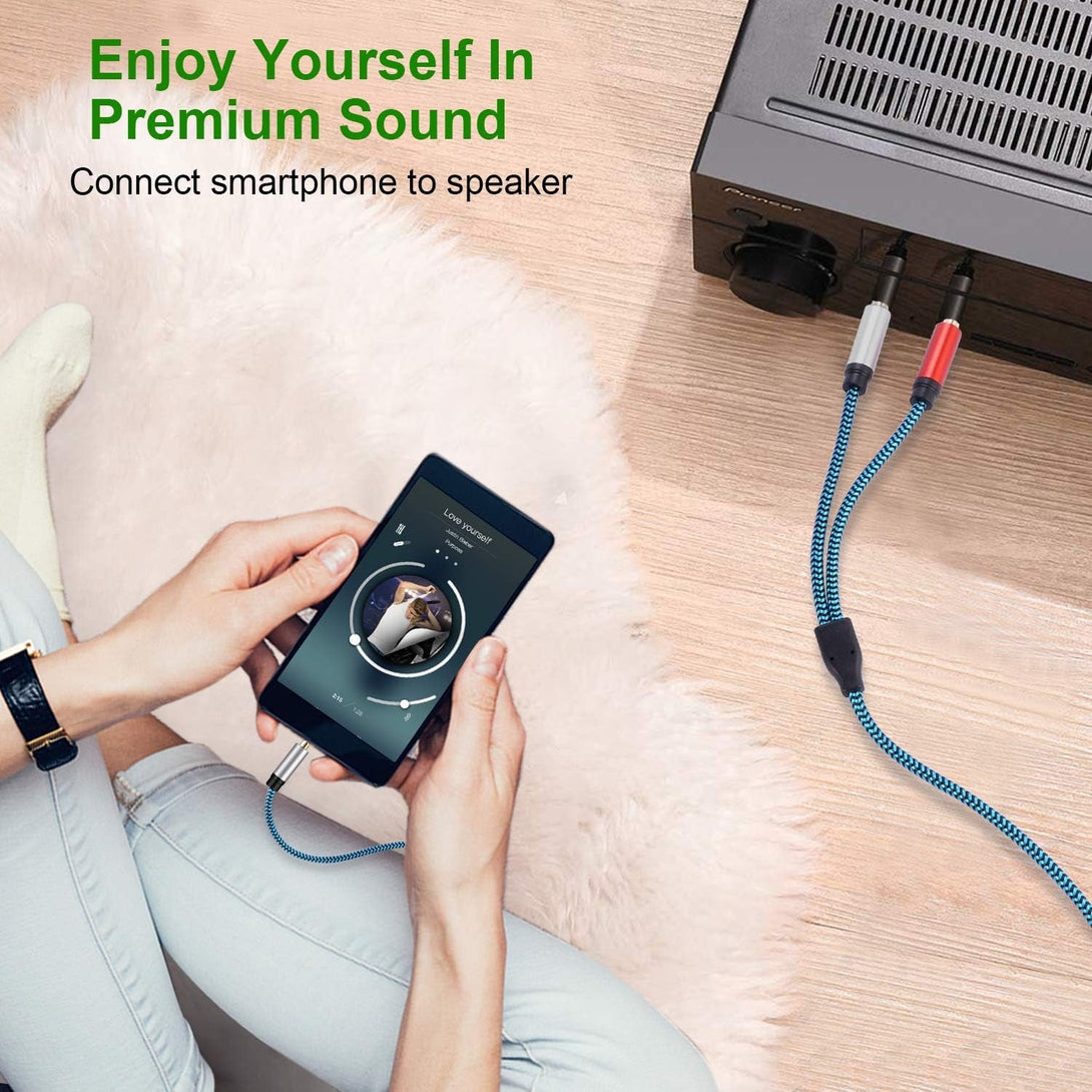 3.5Mm to 2 X 6.35 Mm Cable 15Ft,1/8 to 1/4 Stereo Cable 3.5Mm TRS to Dual 6.35Mm TS Y Splitter Breakout Cord，For PC, Computer Sound Card, Mixer, Multimedia Speaker, Home Stereo System