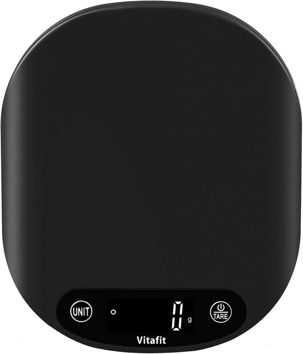 Vitafit 33Lb/15Kg Digital Food Scale Grams and Ounces in 1G/0.1Oz, High Accuracy Assured by Kitchen Scale Professional Factory since 2001, Gram Scale for Cooking and Baking, LED Display, 3*AAA, Black