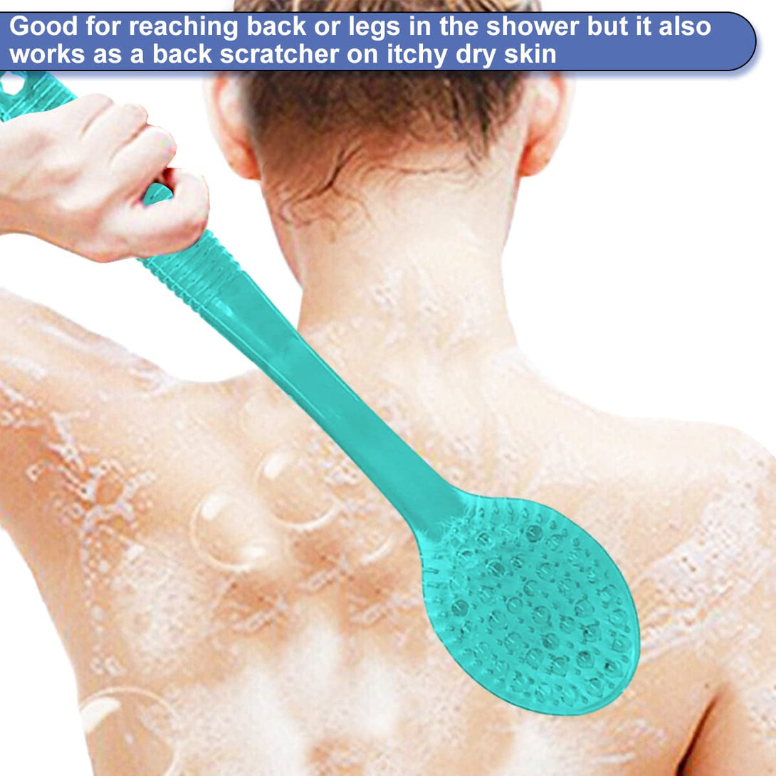 Back Brush for Shower, 14-Inch Long Handle Medium Stiff Bristles Bath Scrubber for Men Women Body Exfoliating and Brushing - 2 Packs Blue