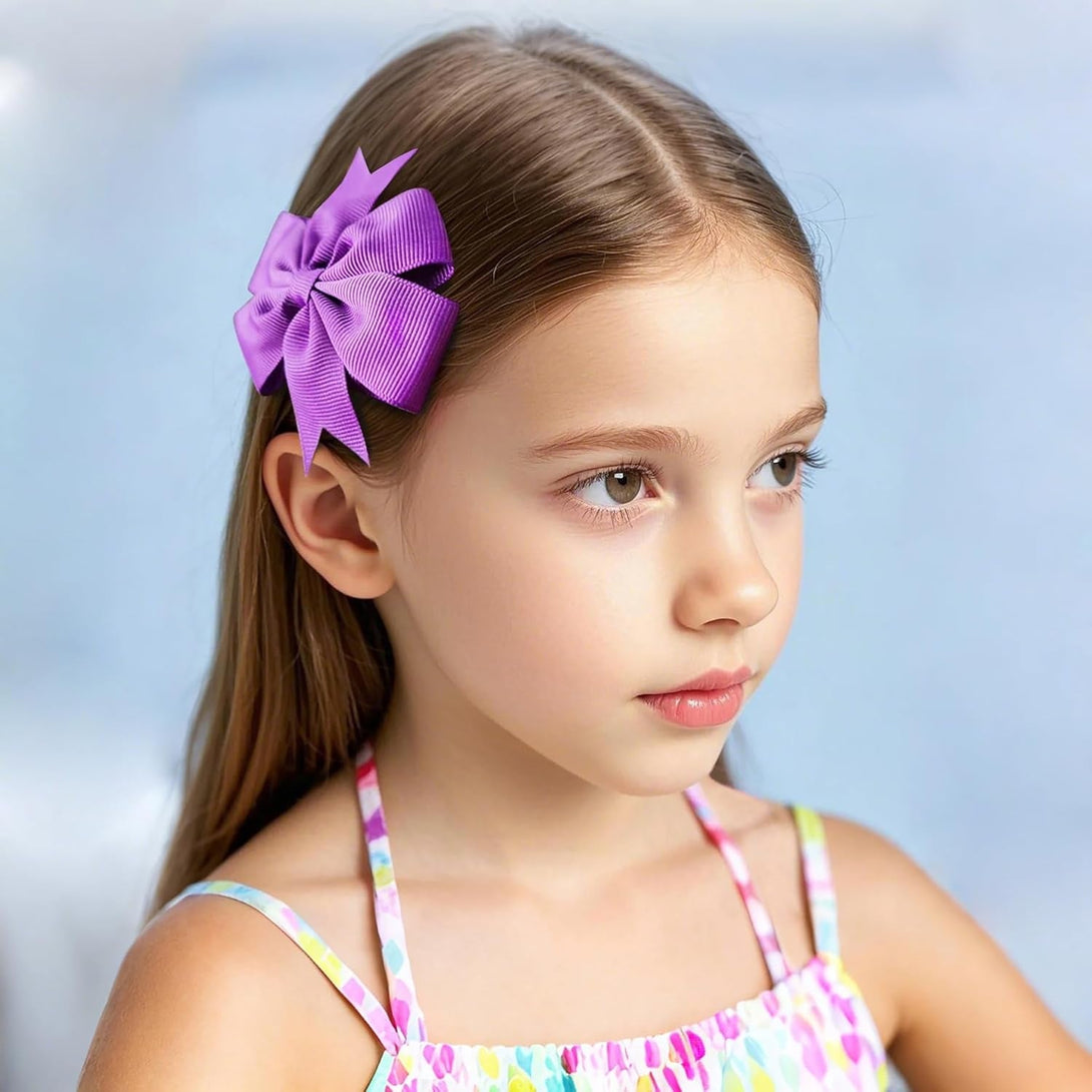 40Piece 3 Inch Boutique Grosgrain Ribbon Pinwheel Hair Bows Alligator Clips for Girls Babies Toddlers Accessories Teens in Pairs