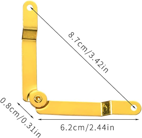 Dophee 10Pcs Gold Folding Lid Support Hinges for Jewelry Box Gift Wooden Boxes Cases Display - 62X8Mm/2.44"X0.31