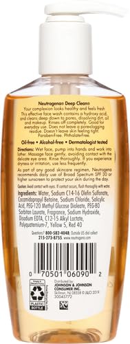 Neutrogena Deep Clean Daily Facial Cleanser with Beta Hydroxy Acid for Normal to Oily Skin, Alcohol-Free, Oil-Free & Non-Comedogenic, 6.7 Fl. Oz