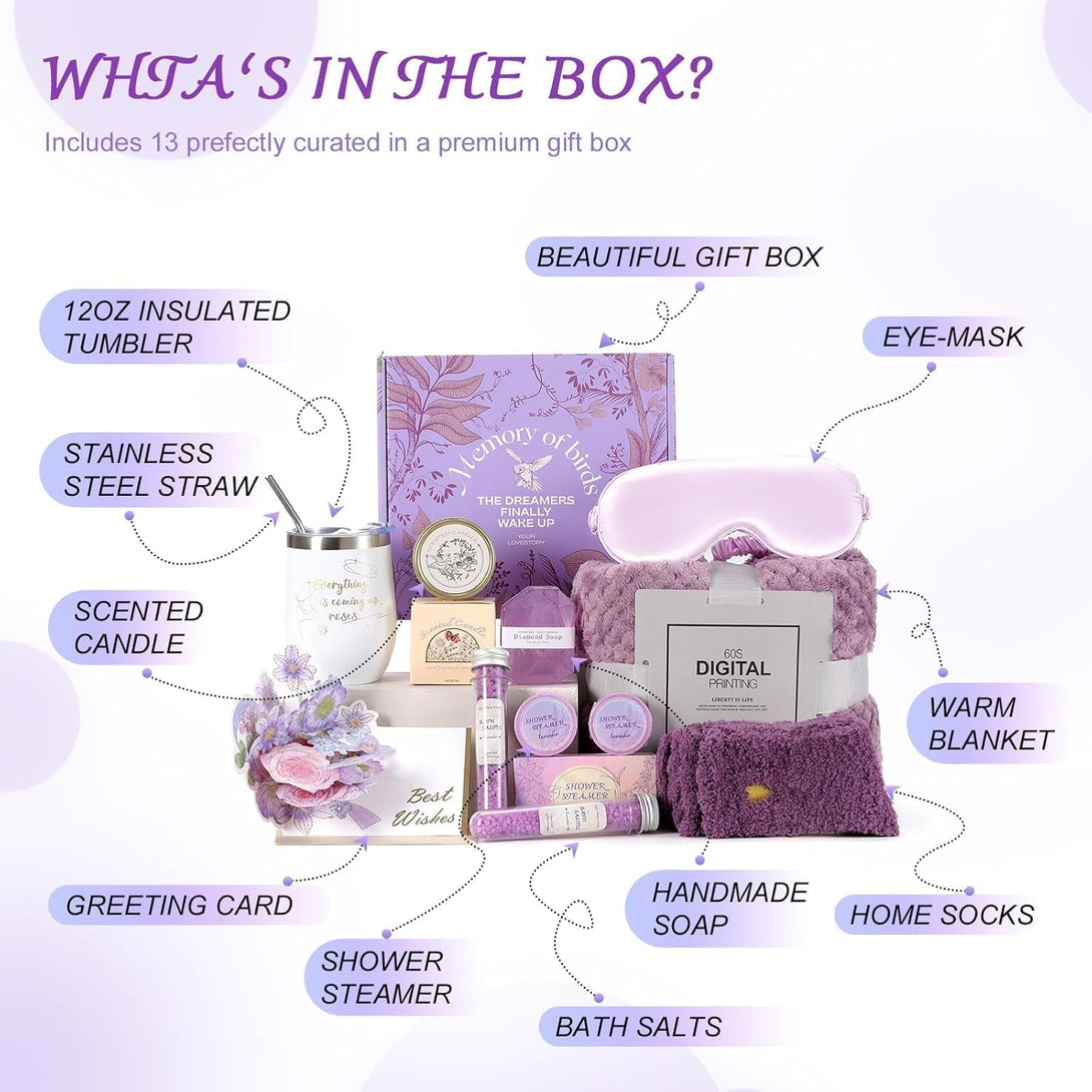 Unique Relaxing Spa Gifts Basket,Happy Birthday Gifts for Women Who Have Everything,Spa Gifts Basket for Her, Get Well Soon Gift Sets for Girlfriend, Sister, Mother, Wife, Daughter