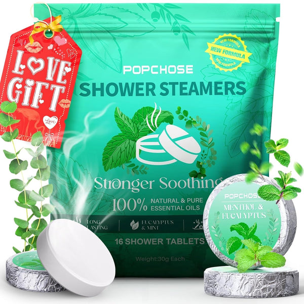 Shower Steamers - Aromatherapy Eucalyptus Essentials 16 Pack, Birthday Gifts for Women, Quick Relief Nasal Congestion, Relaxation Home SPA & Self Care Gifts for Women & Men, Father'S Day Dad Gifts