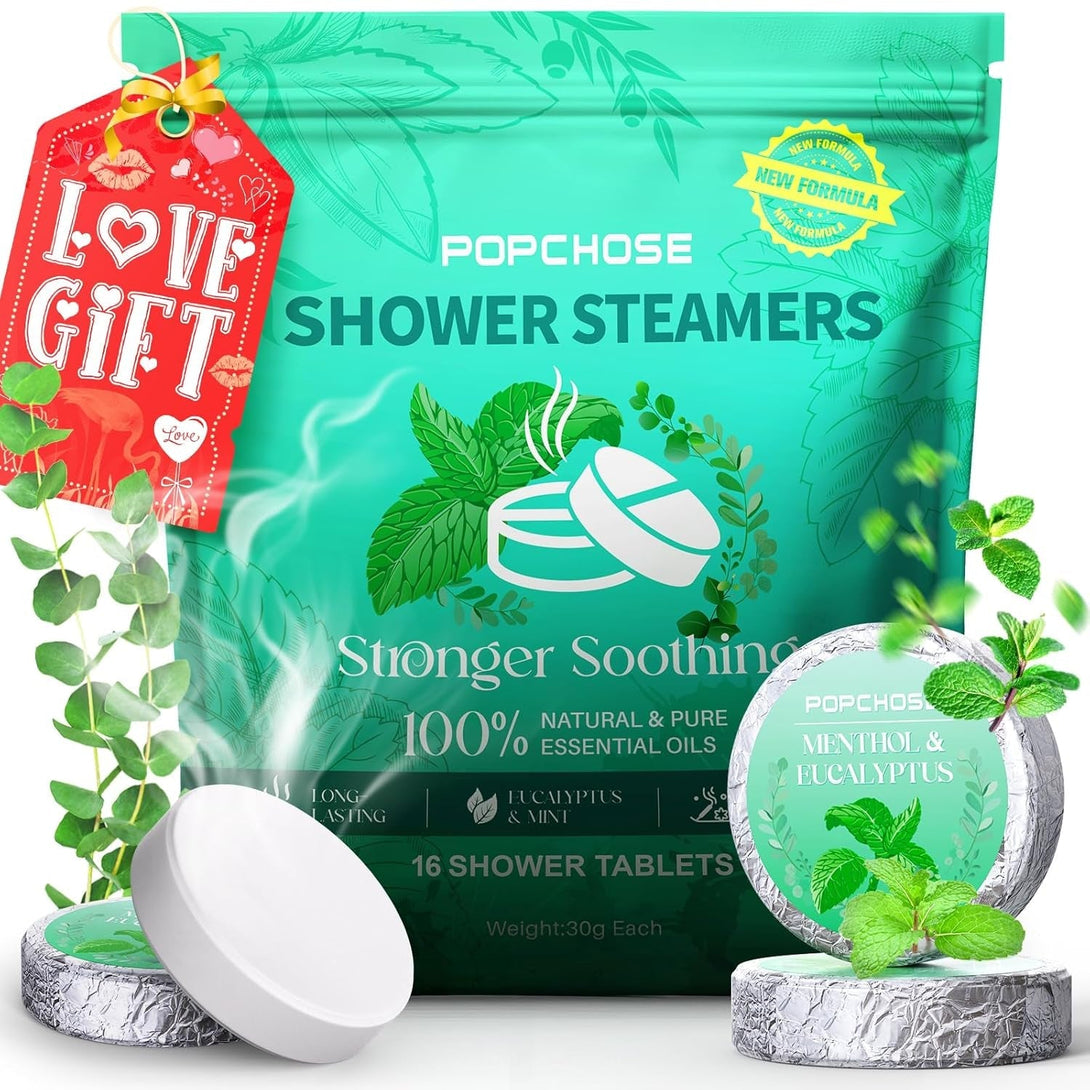 Shower Steamers - Aromatherapy Eucalyptus Essentials 16 Pack, Birthday Gifts for Women, Quick Relief Nasal Congestion, Relaxation Home SPA & Self Care Gifts for Women & Men, Father'S Day Dad Gifts