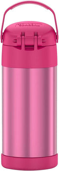 THERMOS FUNTAINER Water Bottle with Straw - 12 Ounce - Kids Stainless Steel Vacuum Insulated Water Bottle with Lid, Pink