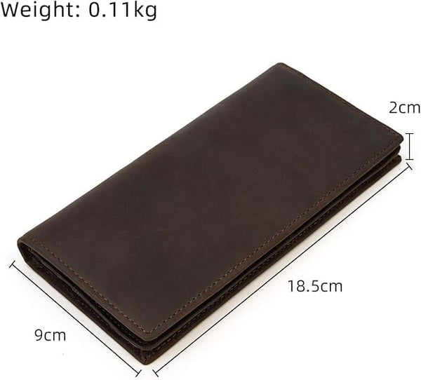 Genuine Leather Long Wallet for Men, Large Capacity Purse Clutch Bag Handbag Checkbook Cash Credit Cards Phone Holder