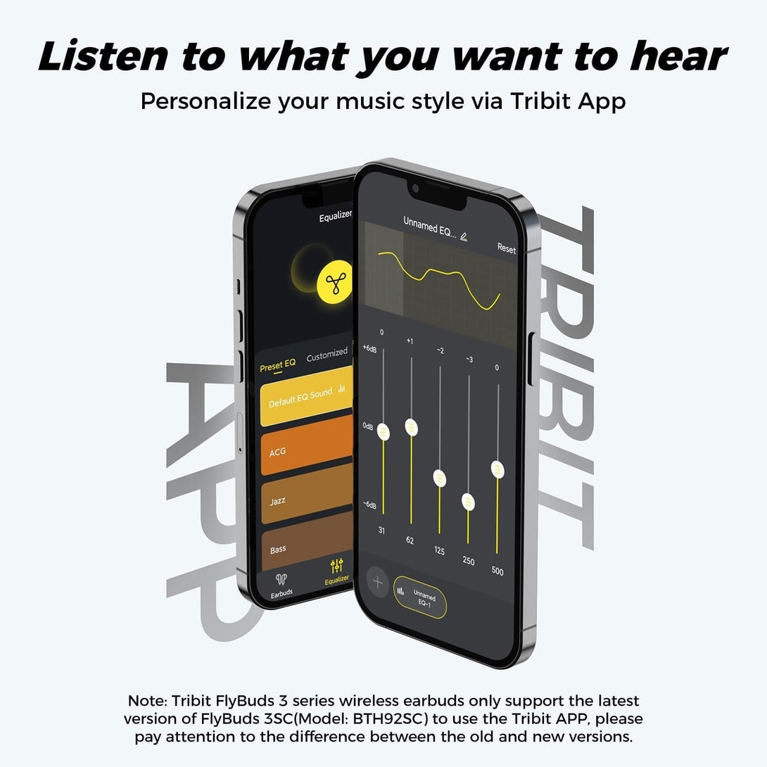 Tribit Wireless Earbuds, 110H Playtime Bluetooth 5.3 IPX8 Waterproof Touch Control True Wireless Bluetooth Earbuds with Mic Earphones In-Ear Deep Bass Built-In Mic Bluetooth Headphones, Flybuds 3