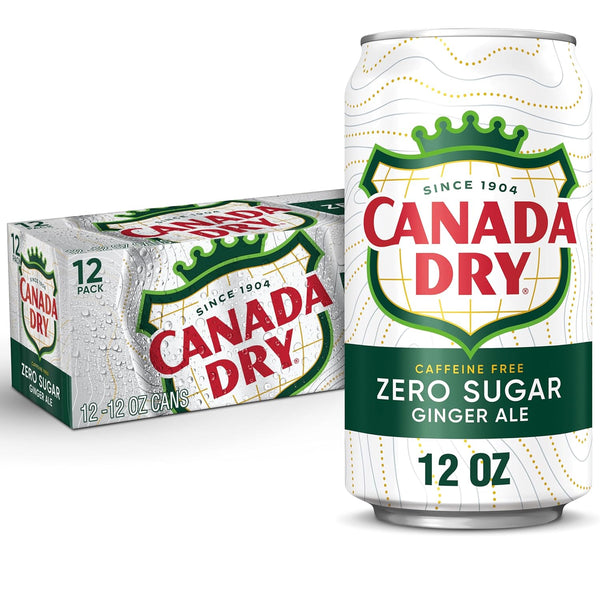 Canada Dry Zero Sugar Ginger Ale Soda, 12 Fl Oz Cans, 12 Pack