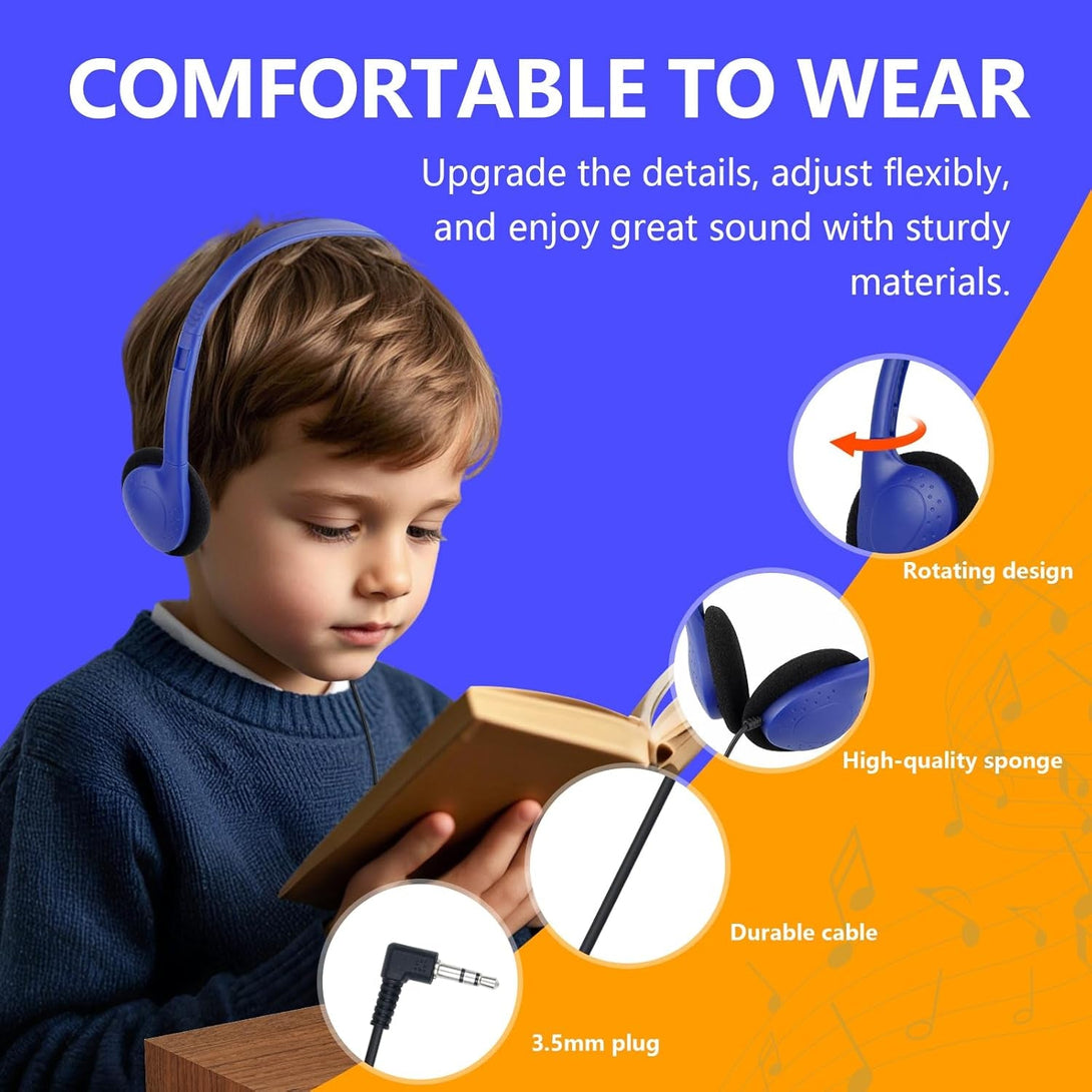 18 Pack Classroom Kids Headphones Bulk for School Students Children Teen Boys Girls, Wholesale Bulk Headphones for Classroom Earphones 3.5Mm Jack(Mix Colors)