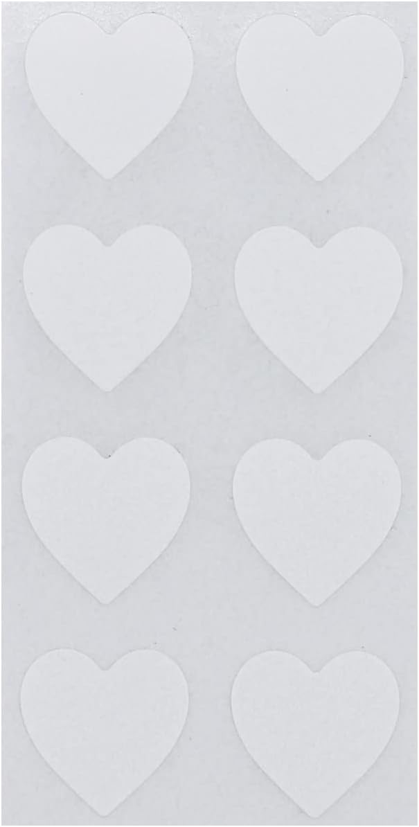 White Heart Semi-Gloss Stickers in 1/2" Inch, 1000 Adhesive Labels on a roll, Arts and Crafts, Envelope Seals, Valentine