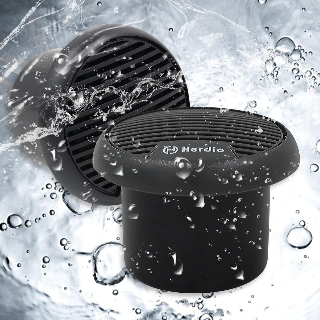 Herdio 3" Inch Marine Bluetooth Speakers Boat Motorcycle Hot Tub Stereo with Max Power 140 Watt (Black)