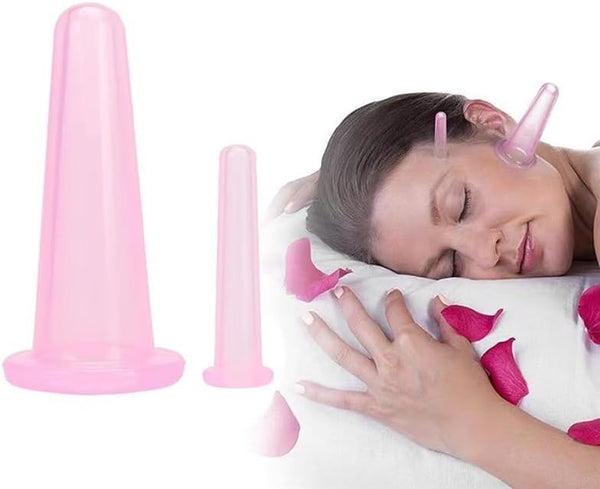 4Pcs Massage Cupping Set Silicone Mini Facial Cups Face Massager Helper Skin Care Neck Back Eyes Massaging Cup Safe to Use, Don'T Worry about