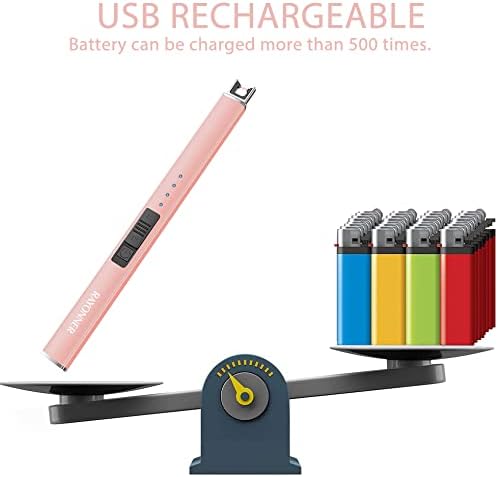 RAYONNER Lighter Electric Candle Lighters Rechargeable USB Lighter Arc Lighters for Candle Camping (1Pack, Rose Gold)