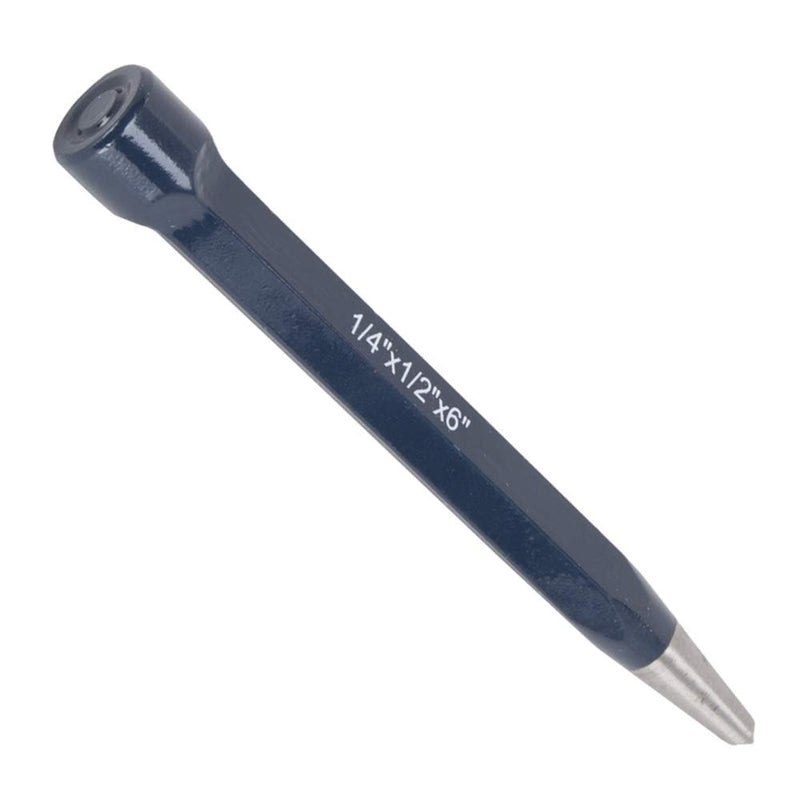 Edward Tools Center Punch Staking Tool for Steel and Metals â Heavy Drop Forged Steel with Durable Hex Shank - 6â X 1/2â X 1/4â