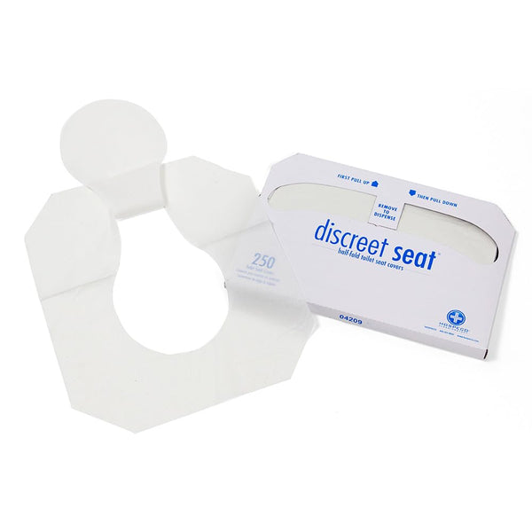 Hospeco Flushable Toilet Seat Covers - 1000 Pcs, 4 Packs of 250 - Disposable Paper Discreet Seats for Commercial Wall Dispenser, 16.75 x 14.25