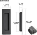 Ravinte 4 Pack Black Sliding Closet Door Handles Black Flush Pulls 4.72In Length Recessed Finger Pulls for Sliding Barn Door Sqaure Cabinet Pulls