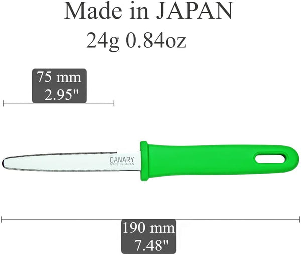CANARY Cardboard Cutter Dan Chan, Safety Box Cutter Box Opener Tool, Safe Serrated Japanese Stainless Steel Blade, Green, Made in JAPAN