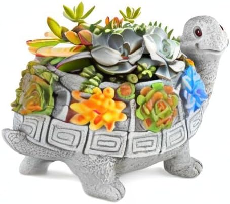 LESES Turtle Succulent Pot Planters for Indoor Plants with Drainage Hole, Flower Garden Cute Pots for Plants, Succulent, Cactus Home Office Desk