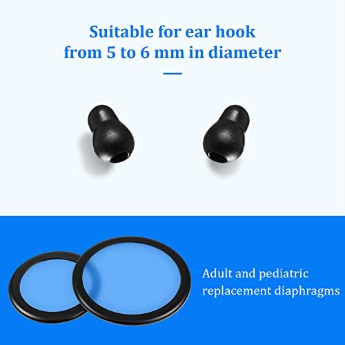 2 Sets Stethoscope Replacement Parts Adult and Pediatric Replacement Diaphragm and Silicone Stethoscope Ear Tips Accessories(Black)