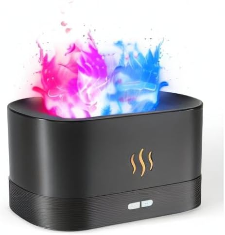 Colorful Flame Air Aroma Diffuser Humidifier, Upgraded 7 Flame Colors Noiseless Essential Oil Diffuser for Home,Office,Yoga with Auto-Off
