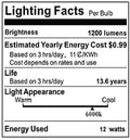 TSOCO E12 LED Bulbs,12W LED Chandelier Light Bulbs,100 Watt Equivalent,6000K Daylight White,1200Lm,Non-Dimmable Ceiling Fan Light Bulbs,Pack of 3