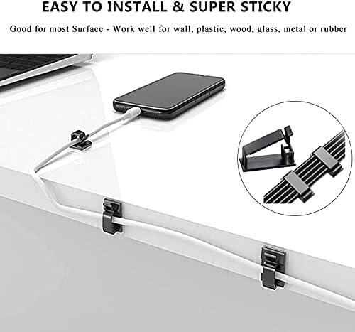 N NOROCME Cord Management Organizer Kit 4 Cable Sleeve Split with 41Self Adhesive Clips Holder, 10Pcs and 2 Roll Self Tie 100 Fastening Ties for