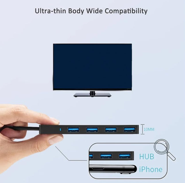 USB Hub,Usb Splitter,Usb 4-Port Extender Multiport USB Adapter,Usb 3.0 Hub,4-Port USB Hub USB Splitter USB Expander for 
