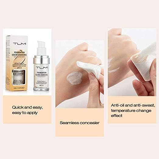 TLM Colour Changing Foundation - Flawless Coverage, Lightweight Formula, Adapts to Skin Tone, Hides Wrinkles & Lines, Hydrating & Long-Lasting, BB