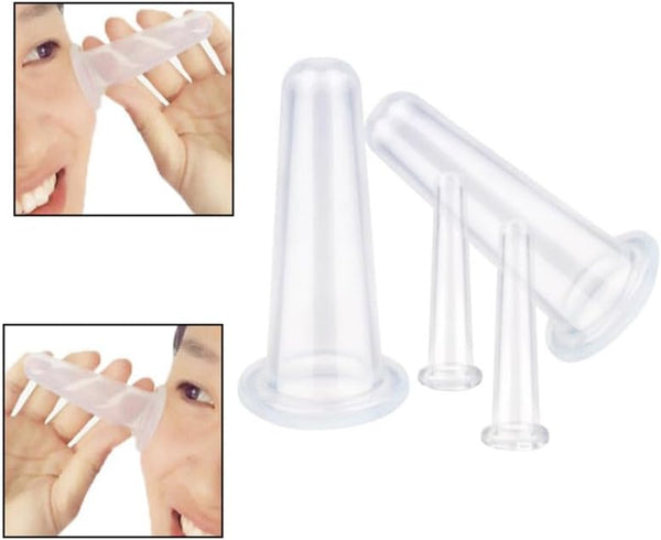 4Pcs Massage Cupping Set Silicone Mini Facial Cups Face Massager Helper Skin Care Neck Back Eyes Massaging Cup Safe to Use, Don'T Worry about