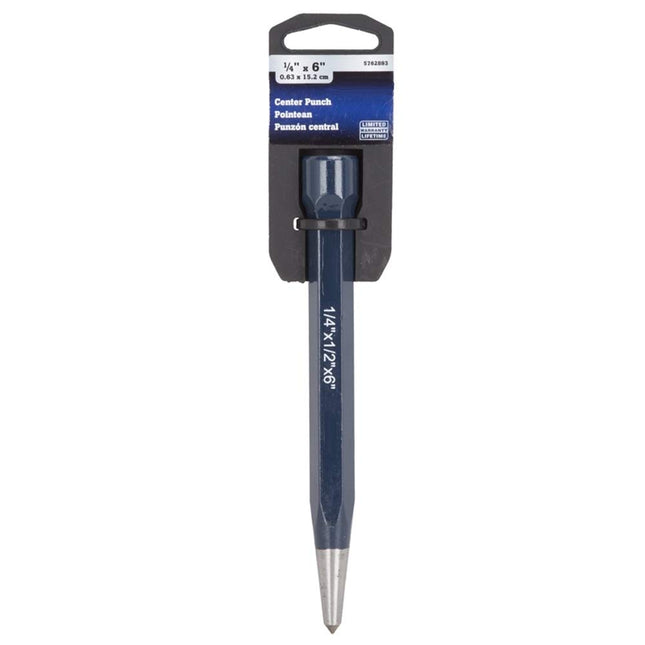 Edward Tools Center Punch Staking Tool for Steel and Metals â Heavy Drop Forged Steel with Durable Hex Shank - 6â X 
