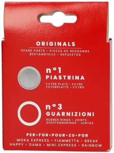Bialetti Spare Parts, Includes 3 Gaskets and 1 Plate, Compatible with Moka Express, Fiammetta, Break, Happy, Dama, Moka Melody, Alpina, Moka Timer