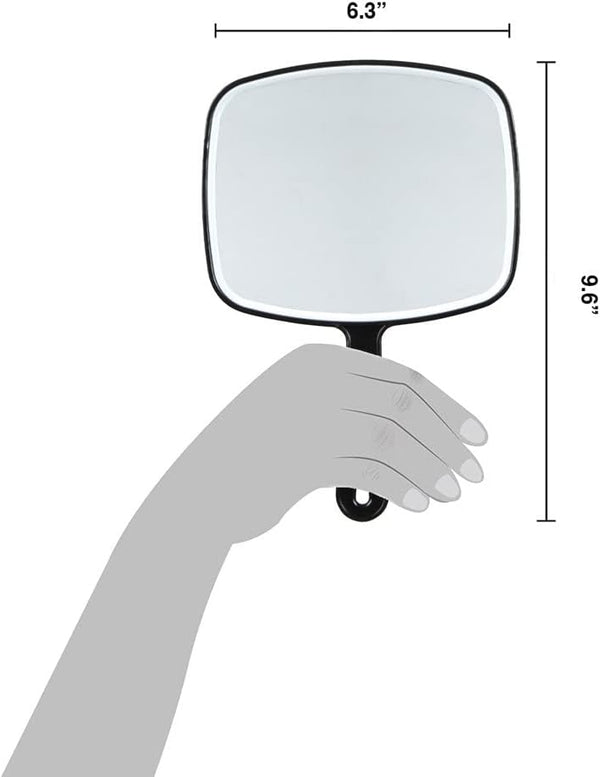 Forpro Professional Collection Premium Hand Mirror with Handle, 6.3" W X 9.6" L, Multi-Purpose Handheld Mirror with Distortion-Free Reflection, Black
