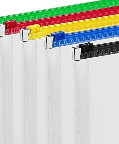 Staples 344890 Poly Zip Envelopes Letter Size Clear with Assorted Zippers 5/PK