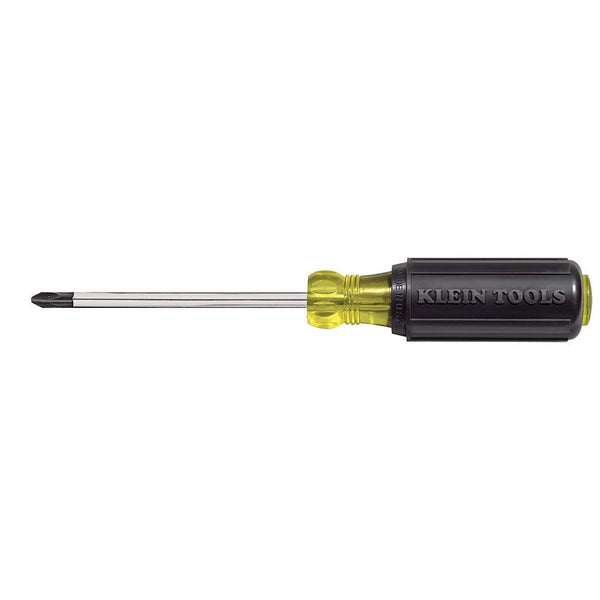 Klein Tools 603-4 Screwdriver, Made in USA, #2 Phillips Tip, Cushion Grip, Precision Machined Electrician Screwdriver, Home Improvement 4'' #2