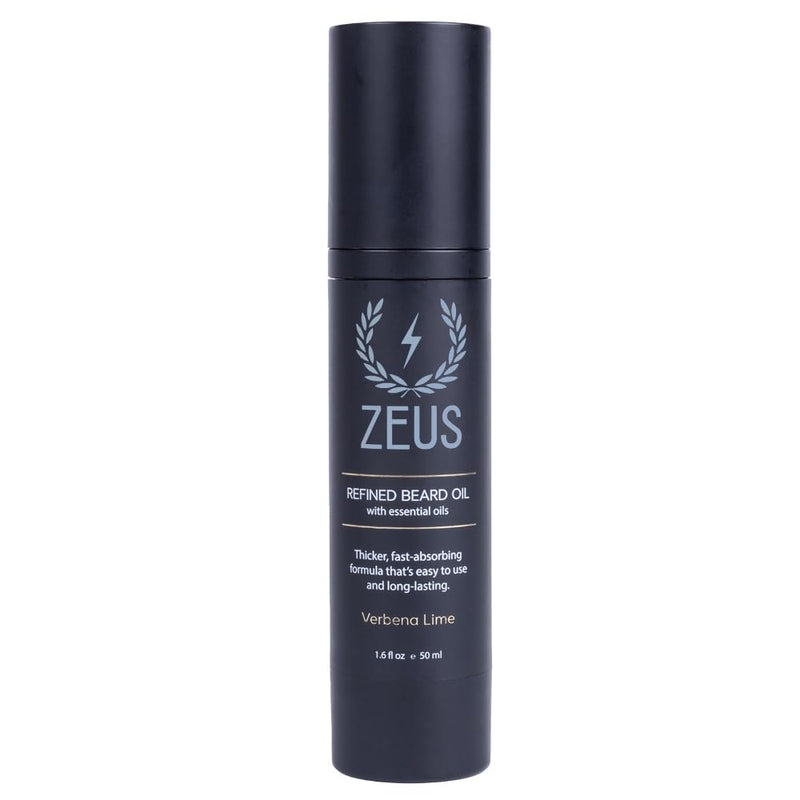 ZEUS Refined Beard Oil, Leave in Conditioner Oil for a Softer Beard & Mustache - Made in USA (Verbena Lime) 1.6 Oz.