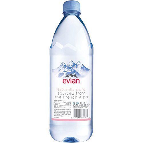 Evian Natural Spring Water , Naturally Filtered Spring Water in Large Bottles 33.81 Fl Oz (Pack of 6)