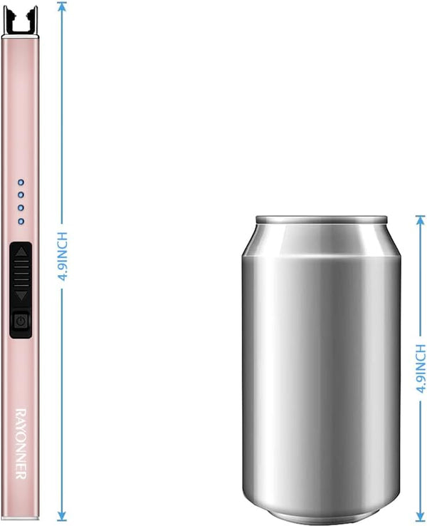 RAYONNER Lighter Electric Candle Lighters Rechargeable USB Lighter Arc Lighters for Candle Camping (1Pack, Rose Gold)