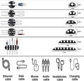 N NOROCME Cord Management Organizer Kit 4 Cable Sleeve Split with 41Self Adhesive Clips Holder, 10Pcs and 2 Roll Self Tie 100 Fastening Ties for