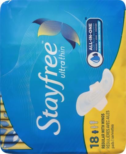 Stayfree Ultra Thin Regular Pads with Wings, 18 Count