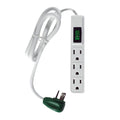 Go Green Power Inc. 2.5Ft 3-Outlet Power Strip - Compact, Durable, Ideal for Travel & Home Use with Right-Angled Plug and Circuit Breaker - GG-13002MS