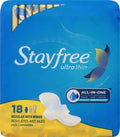 Stayfree Ultra Thin Regular Pads with Wings, 18 Count