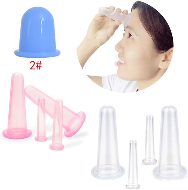 4Pcs Massage Cupping Set Silicone Mini Facial Cups Face Massager Helper Skin Care Neck Back Eyes Massaging Cup Safe to Use, Don'T Worry about