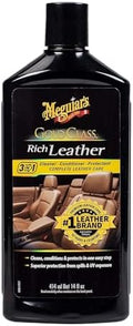 Meguiar's Gold Class Rich Leather Cleaner and Conditioner 3-in-1 Spray, Non-Greasy Car Leather Cleaner and Conditioner Treatment with Advanced UV